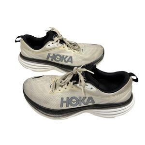 Hoka One One Men’s Bondi 8 Size 11 D White Black Runner Road Running Shoes
